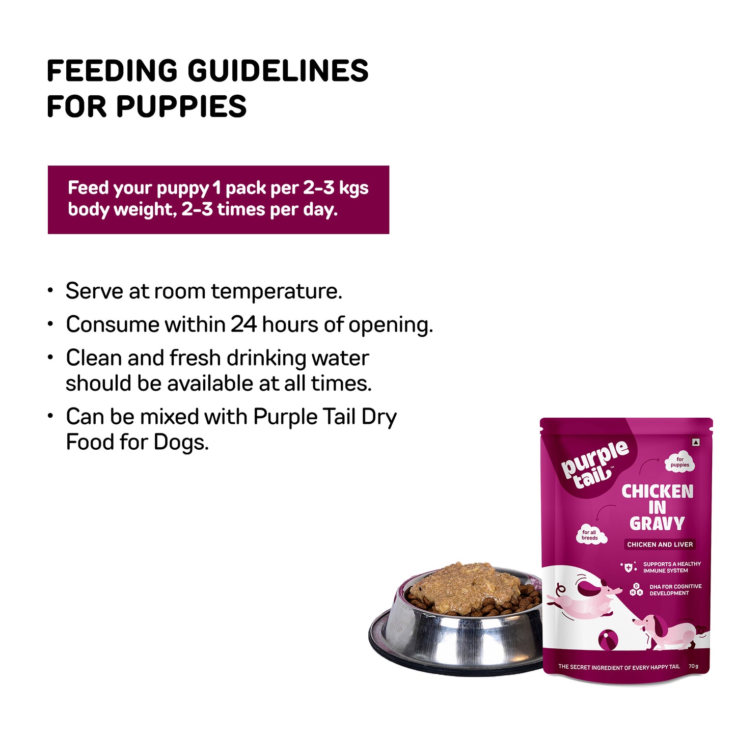 CHICKEN IN CHUNKS WITH GRAVY FOR PUPPIES TOTAL 350Grm (5Pcs * 70Grm Each)