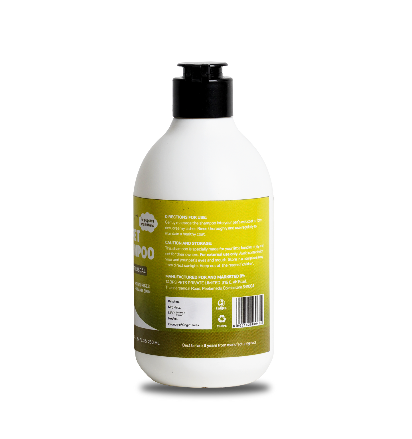 PET SHAMPOO SWEET RASCAL 250ml "FOR PUPPIES AND KITTENS"